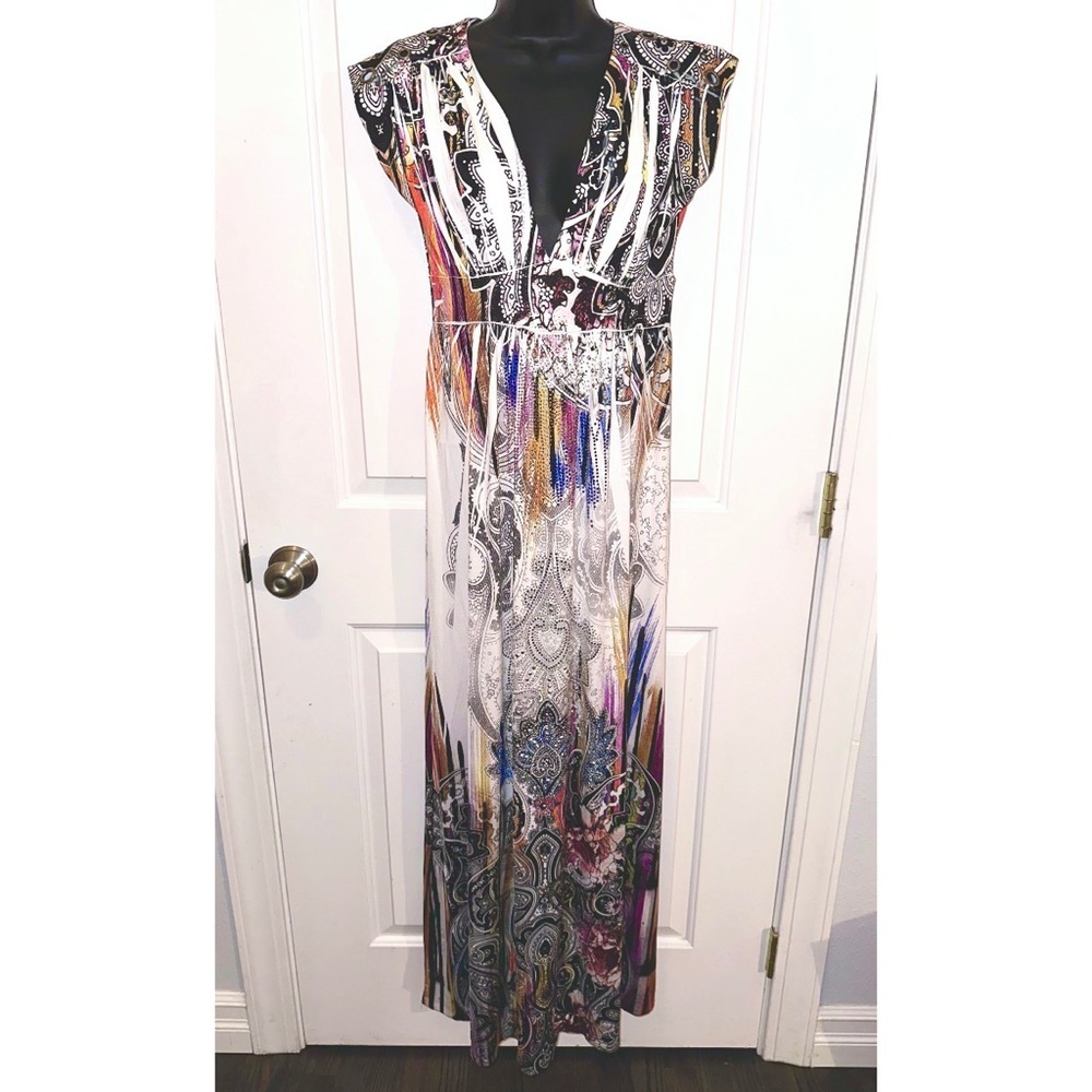 S-Twelve black & white short sleeve maxi dress